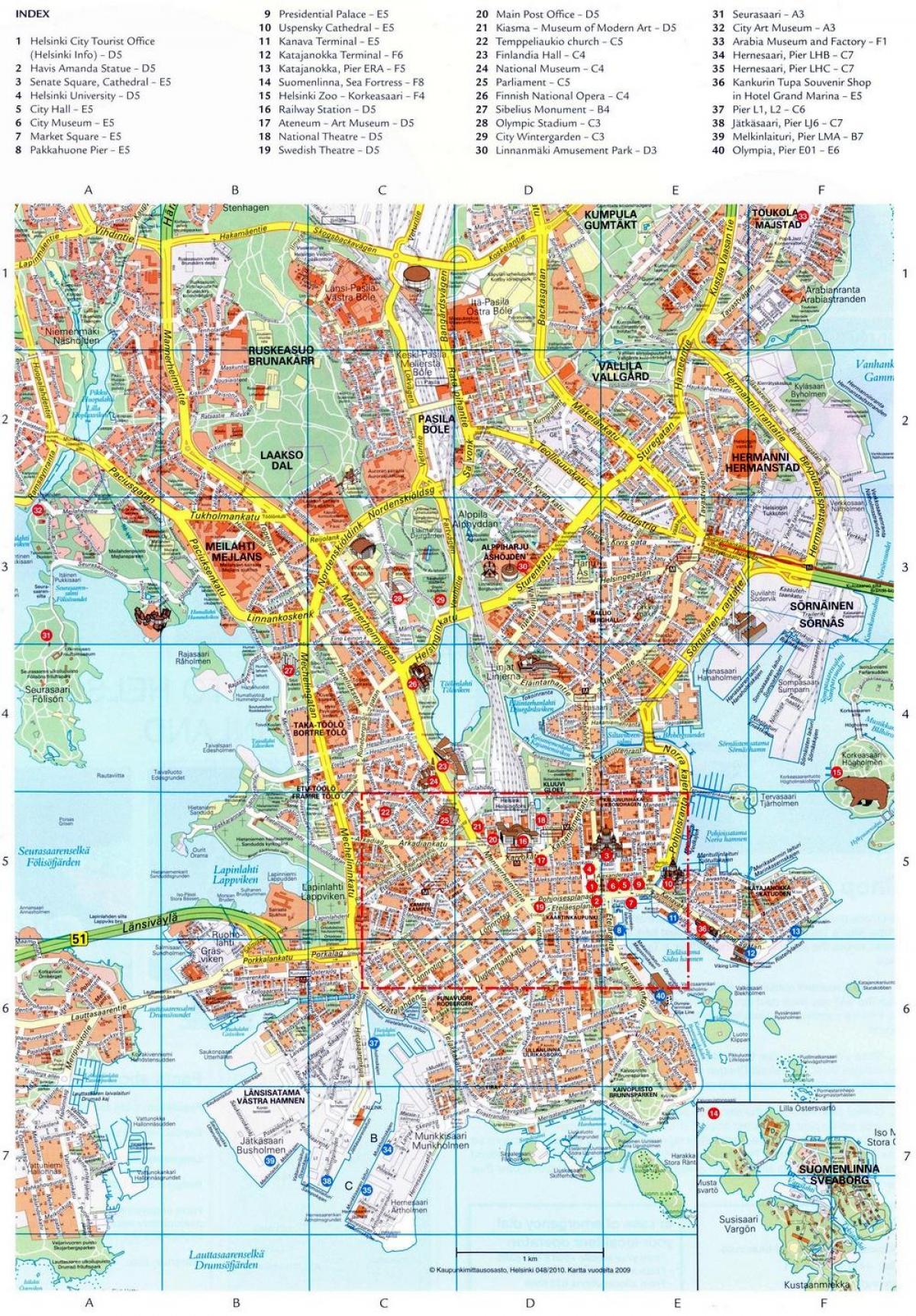 خريطة المعالم السياحية في هلسنكي