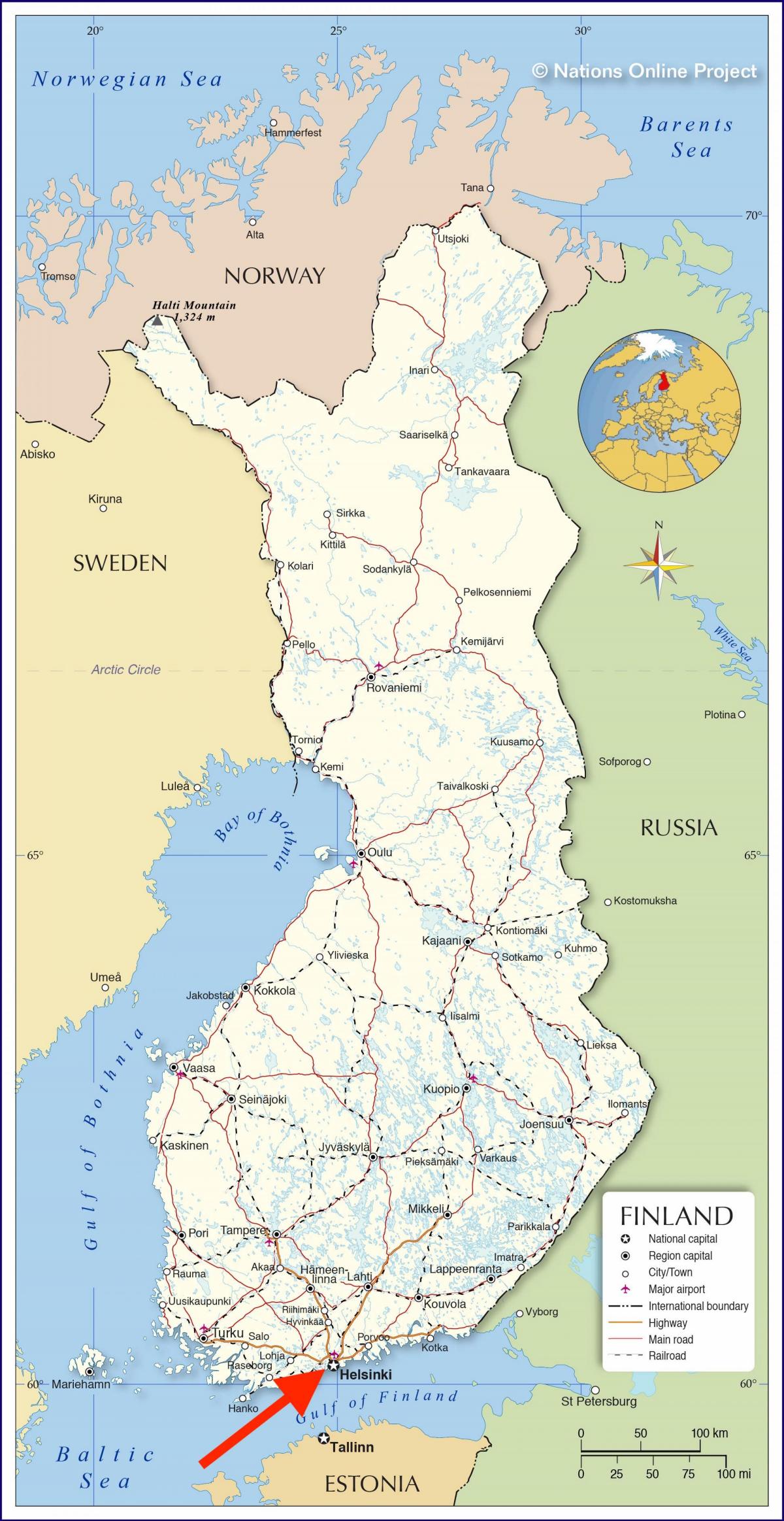 هلسنكي على Uusimaa - خريطة فنلندا